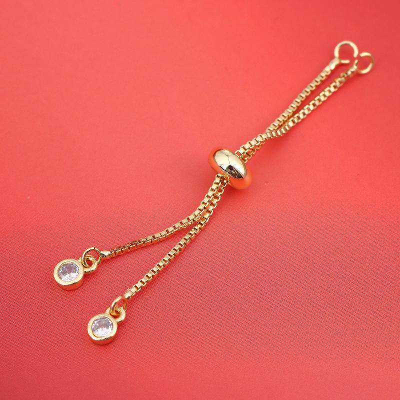 

Adjustable Ring Slider Chain With Rubber Beads DIY Connector Pendants Bracelets Jewelry Making Material золотой