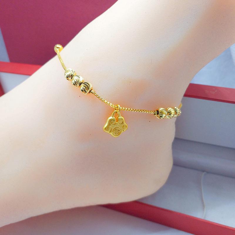 Vietnamese Gold-Plated Bead Anklet - Women's Korean Fashion Jewelry