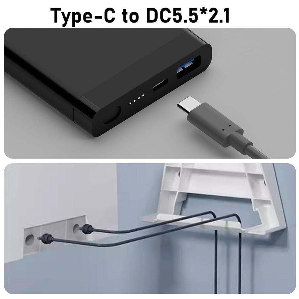 Mini TypeC DC5521 5.5x2.1mm Waterproof Power Cable for Outdoor Use PVC Cord with Overload Mulltiple Protection
