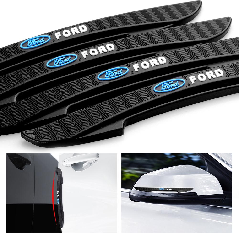 4pcs For Ford Mustang Kuga Mondeo Fiesta Focus Silicone Car Styling Door Rearview Mirror Protector Stickers Anti-Collision Strip