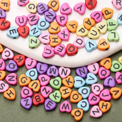 Home Party Supplies DIY 100pcs/set Colorful DIY Made Materials for Jewelry Acylic Heart Acrylic Letter Beads Bracelet Necklace Parts 7mm