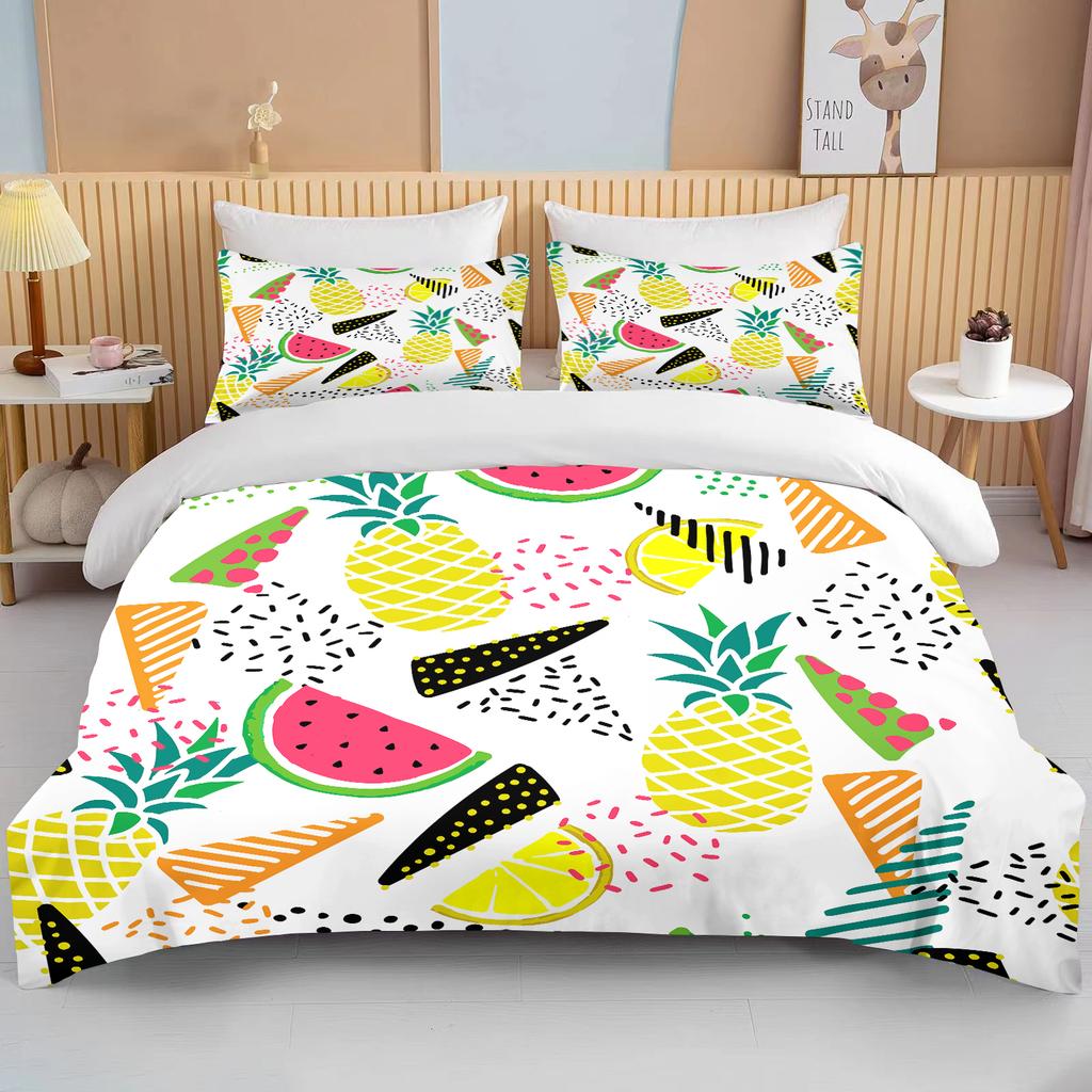 10 Sizes Fruit Pattern Bedding Three Piece Set King Size Double Bedding Set Microfiber Duvet Cover Set  Queen Duvet Cover Set