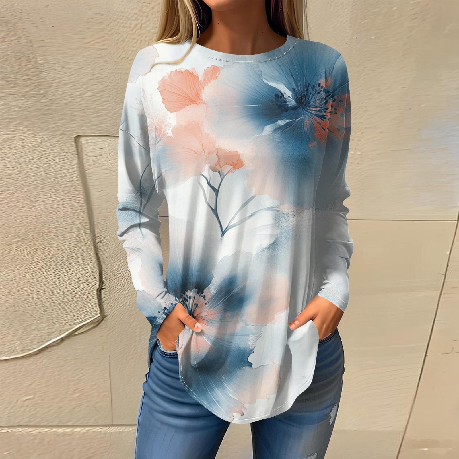 

Женская мода с длинным рукавом и круглым вырезом, винтажный асимметричный пуловер XL