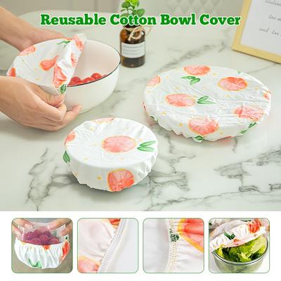 3Pcs/Set Reusable Cotton Bowl Covers Dust Cover Portable Food Storage Picnic Home Cloth Fabric Food Storage Lid Home Accessories