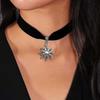 Retro Bohemian Sliver Color Sun Pendant Necklace Black Velvet Choker for Women Gothic Punk Halloween Party Jewelry Accessories