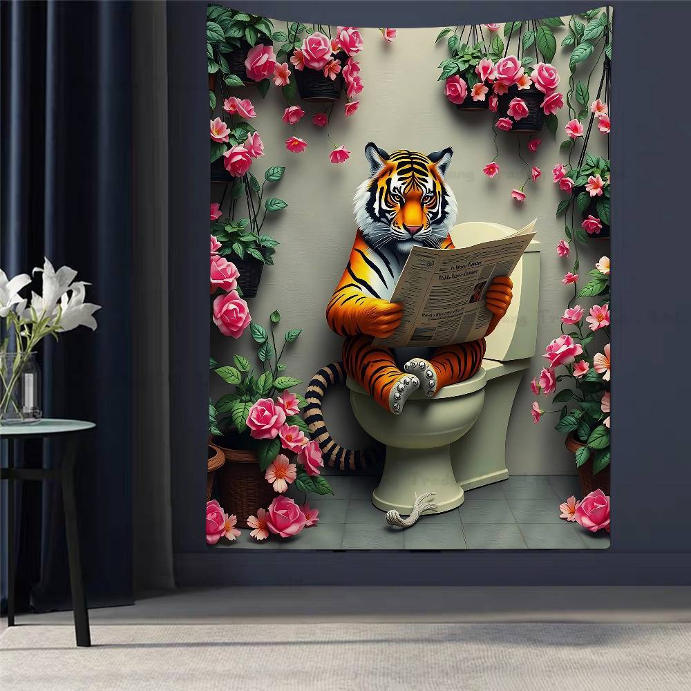 

Creative Animal Toilet Flower Anime Tapestry Hanging Tarot Hippie Wall Rugs Dorm Wall Hanging Sheets 74x94cm(29x37in)