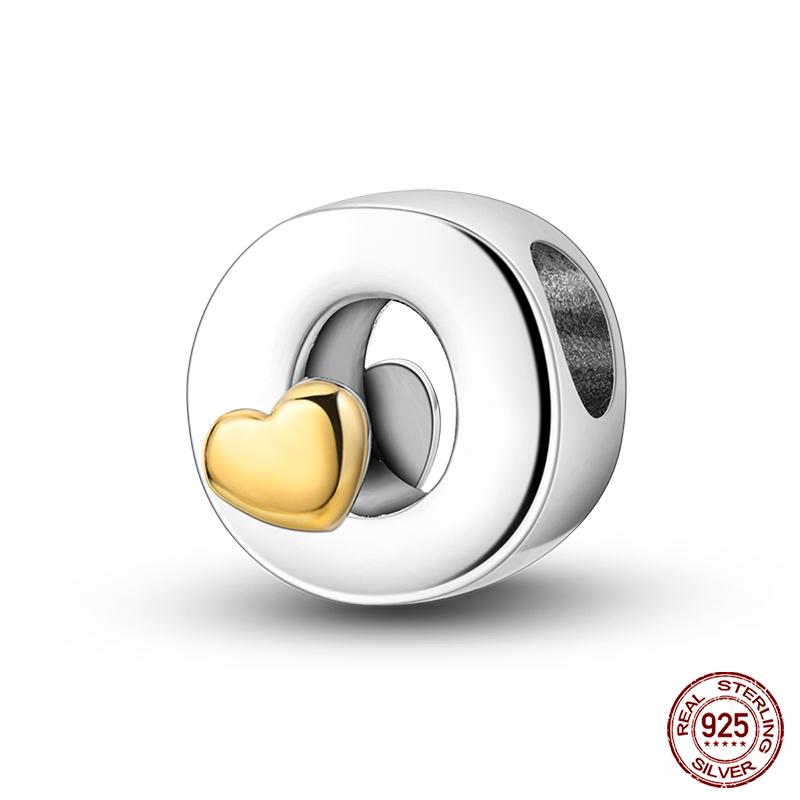 New Copper Classic Golden Heart 26 Alphabet Letters Charms Beads Fit Qikaola Bracelets Lucky Birthday Diy Jewelry