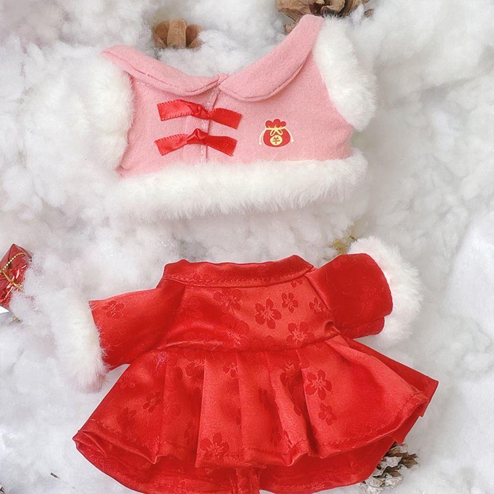 20CM Doll New Year's Clothing Red&white Mini Clothes New Doll Plush Cloak 20cm Cotton Doll