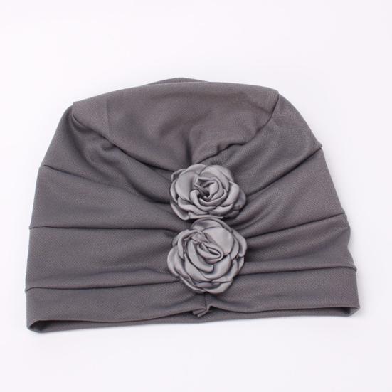 Women Rose Flowers Decor Beanie Cap Snood Hat Fashion Headwrap Headwear Gift