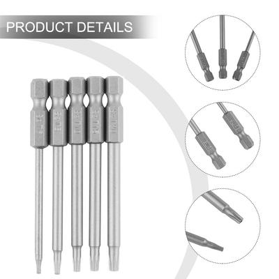 Punta per cacciavite Torx grigia 5 pezzi 6,35 mm (1/4 inch) Acciaio legato