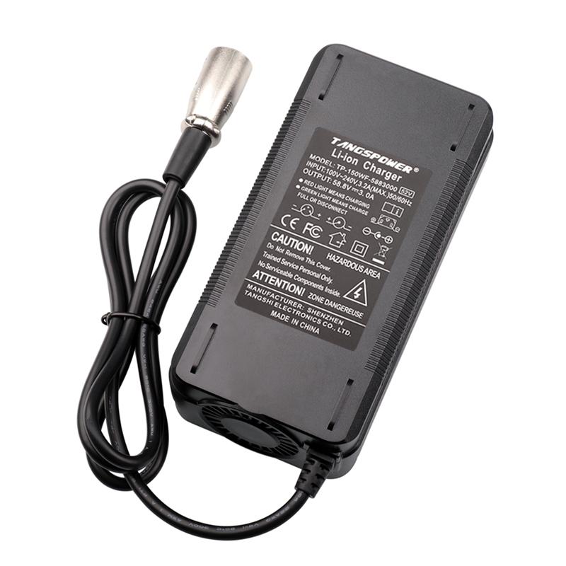 58.8V 3A Ładowarka do Baterii Litowych Dla 52V Hulajnogi Elektrycznej Ładowarka do E-Roweru Dla 14S Pakietu Baterii Li-ion Z Złączem 3-Pin XLR