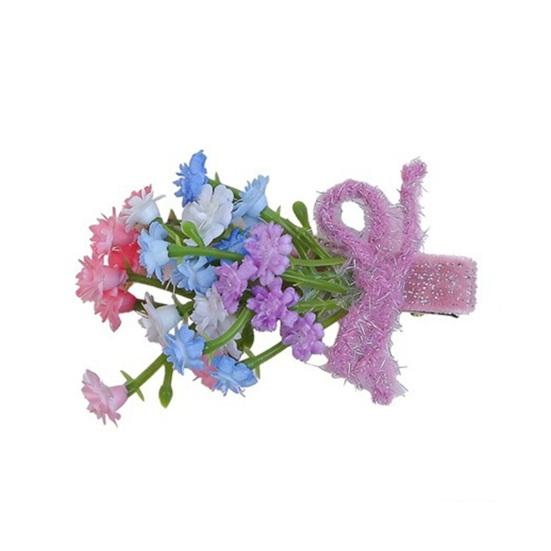 

Girl Hairpin Flocking Simulated Gypsophila Bouquet Bow Shape Hair Clip Side Bangs Hair Pin Versatile Hair Accessory фиолетовый