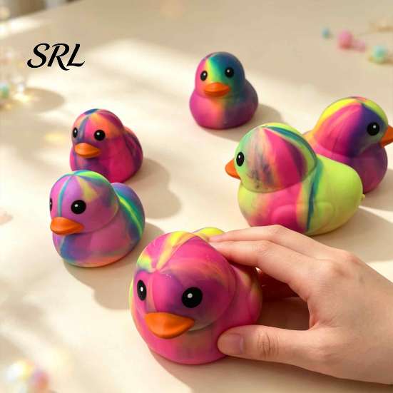 Gradient Duck Squeeze Toy Rainbow Stress Relief Toy, Slow Rise Colorful Toys Soft Sensory Fidget