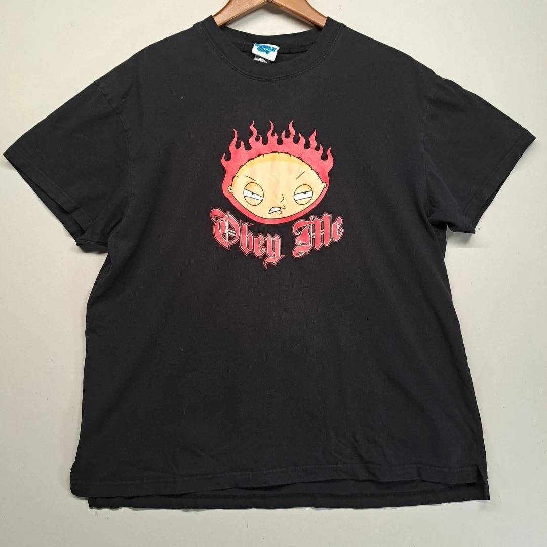 Гриффины 2006 Винтаж Стьюи Гриффин Повинуйся Мне Пламя Футболка Поношенная Большая Y2K 4XL