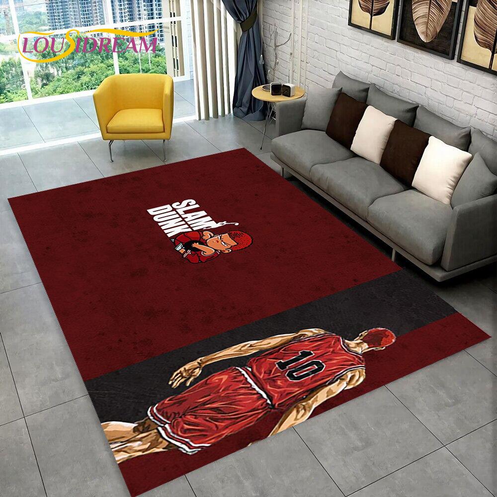 Tappeto Area Slam Dunk Anime Cartone Animato Giapponese, Tappeto per Soggiorno Camera da Letto Divano Zerbino Decorazione, Tappetino Antiscivolo per Bambini