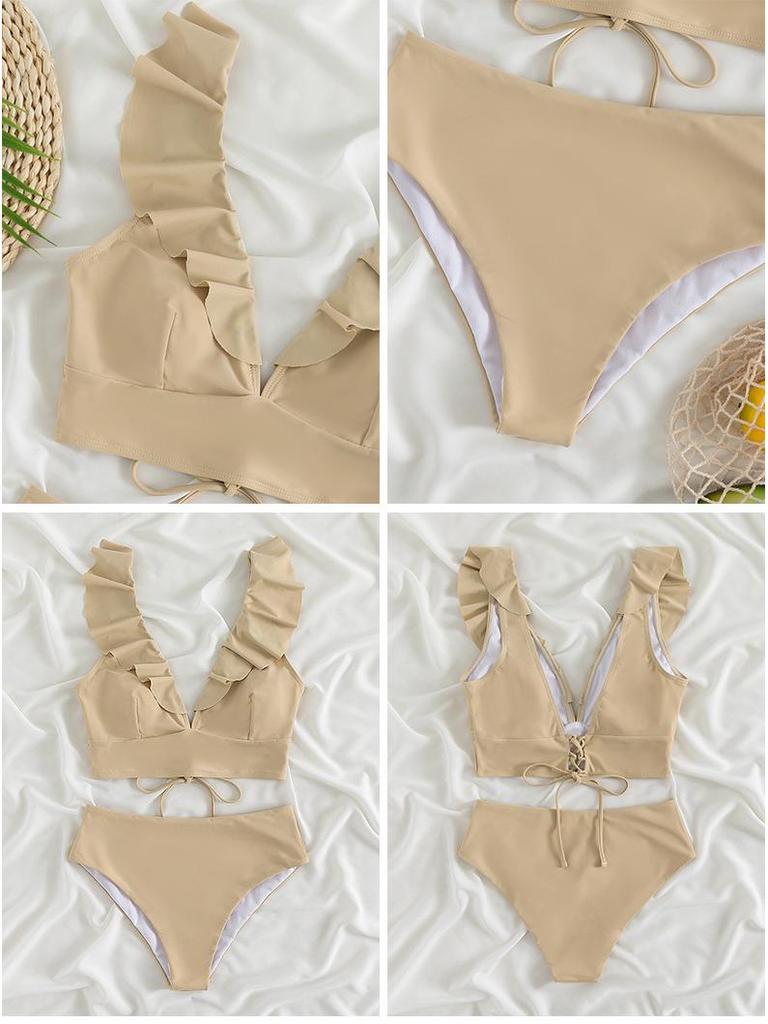 2025 European & American Ruffle Split Women's Bikini Swimsuit
