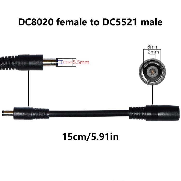 DC5521 Stecker auf DC8020 Buchse Stromübertragungskabel Solarenergie-Umwandlungskabel für verschiedene elektronische Zubehörteile