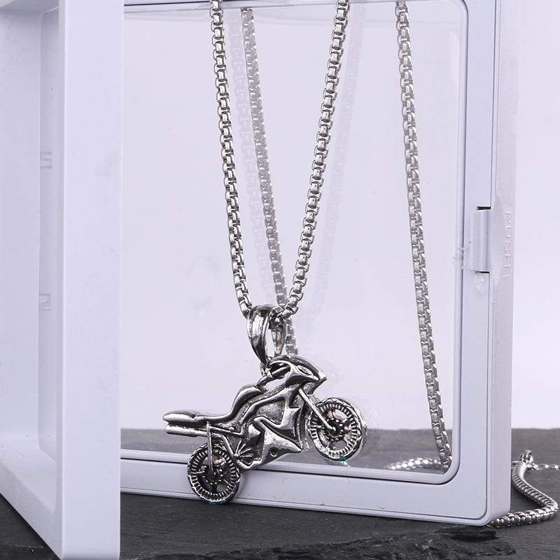 Motorcycle Pendant Hip-hop Jewelry Pendant Korean Version Personalized Long Sweater Chain Men's Hipster Locomotive Retro Necklace