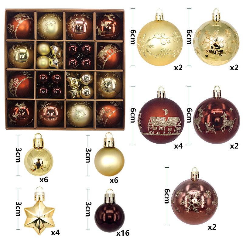 44Pcs Christmas Ball Ornament Set Big Xmas Tree Hanging Pendant Snowflake Merry Christmas Decoration 2025 New Year Party Gift