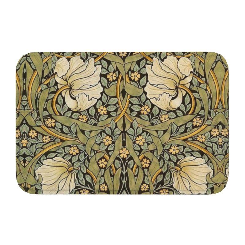 Custom William Morris Compton Floral Art Nouveau Pattern Doormat Bath Door Floor Mat Textile Pattern Toilet Rug Carpet Footpad