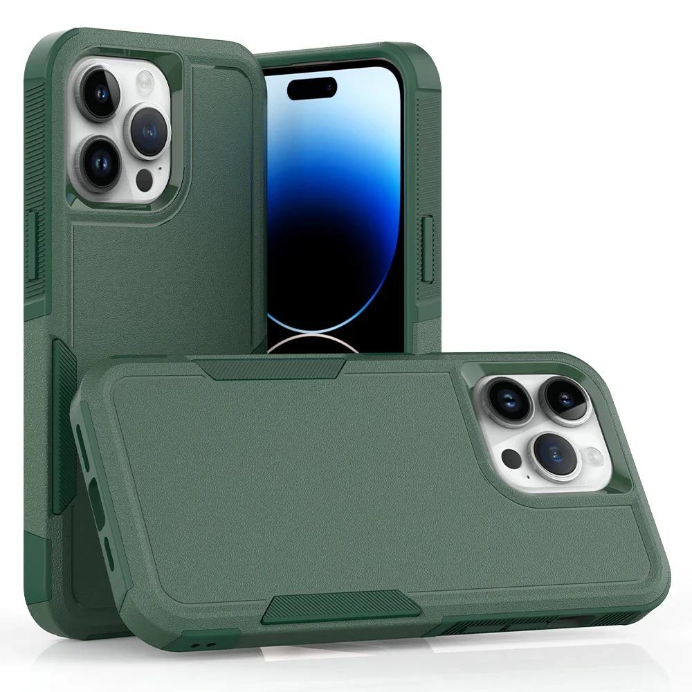 2IN1 PC+TPU Heavy Duty Rugged Armor Phone Case for IPhone 16 15 14 11 Pro Max Plus 13/12 XS/R 7/8 4/5G OTT Protector Cover Box