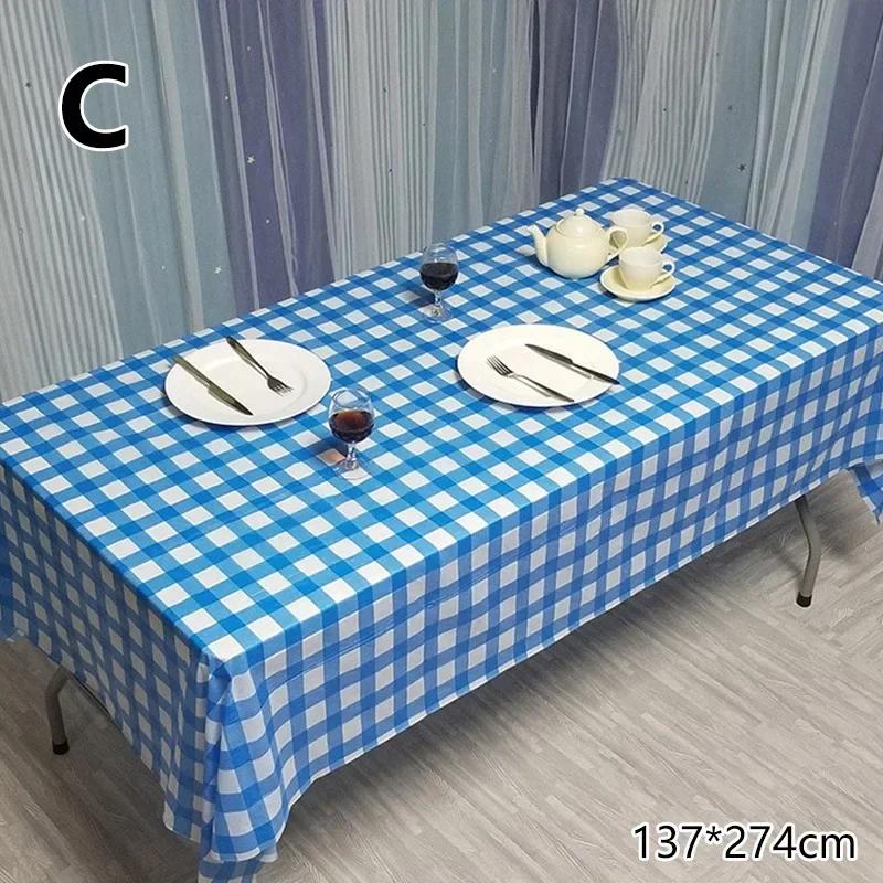 137*274Cm Disposable Tablecloth Plaid Stripe Wave Pattern Plastic Waterproof Oil-Proof Table Cover Christmas Party Picnic Mats