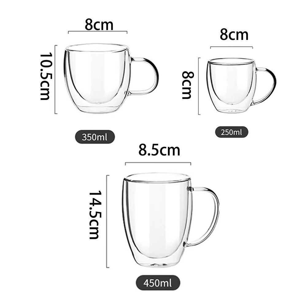Szklanka do picia z podwójnymi ściankami, odporna na ciepło, 250ml/350ml/450ml, wykonana z wysokiego szkła borokrzemowego, kubek na mleko