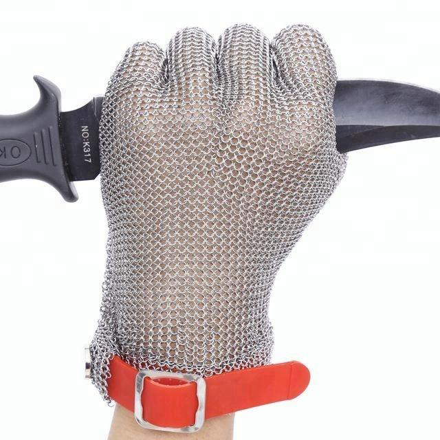 Anti-Cut Full Textured 316L Stainless Steel Chainmail Gloves for Butchers (Silver,Xs)