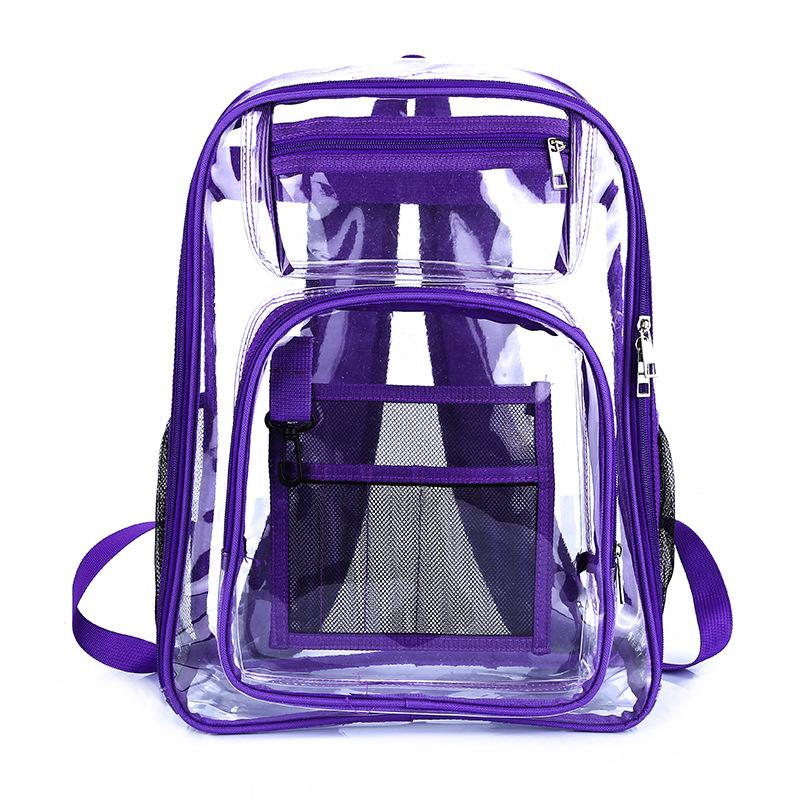 Transparent Waterproof Double-Shoulder Bag for Junior and Senior High School Students Large Capacity Korean Style Simple Casual PVC School Backpack