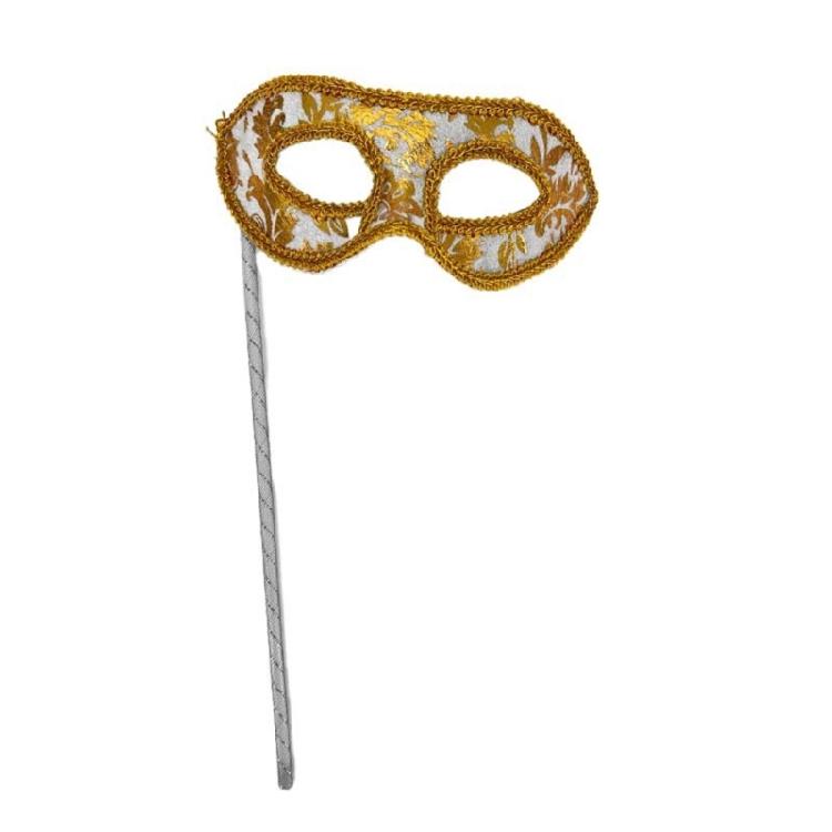 

Stylish Half Face Mask for Halloween Costume Carnival Mask Elegant Look Handheld Role Play Party Accessory белый