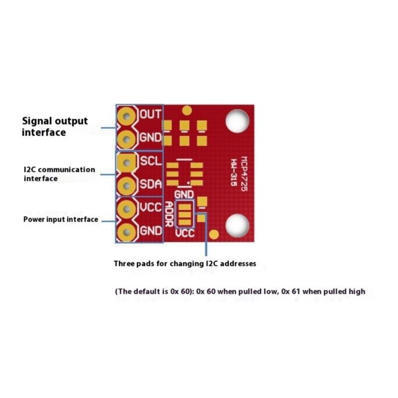 MCP4725 I2C Digital To Analogs Converters Module with 0-5V Output for Industrial Applications