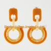 2024 Stylish Yellow-Brown Stone Resin Circle Clip Earrings - European and American Style