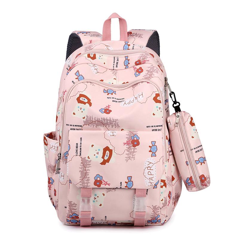 

Новый школьный рюкзак женский милый для учениц средней и старшей школы повседневный универсальный рюкзак простой большой вместимости розовый