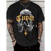 Unisex černé tričko s potiskem písmen "Tupac".
