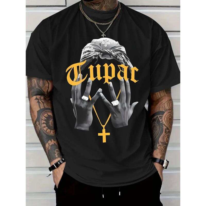 

Унисекс черная футболка с принтом букв Tupac . XXL