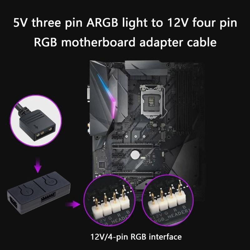 5V 3Pin ARGB Converter 5V to 12V ARGB Transfer 3Pin to 4Pin ARGB Light Fan Adapter Converter Splitter Expansion