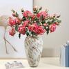 Artificial Rose Flower Realistic Vintage Fake Rose Bouquet with 2 Heads Blooms And 3 Buds for Wedding Flower Arrangement Home Party Table Centerpiece