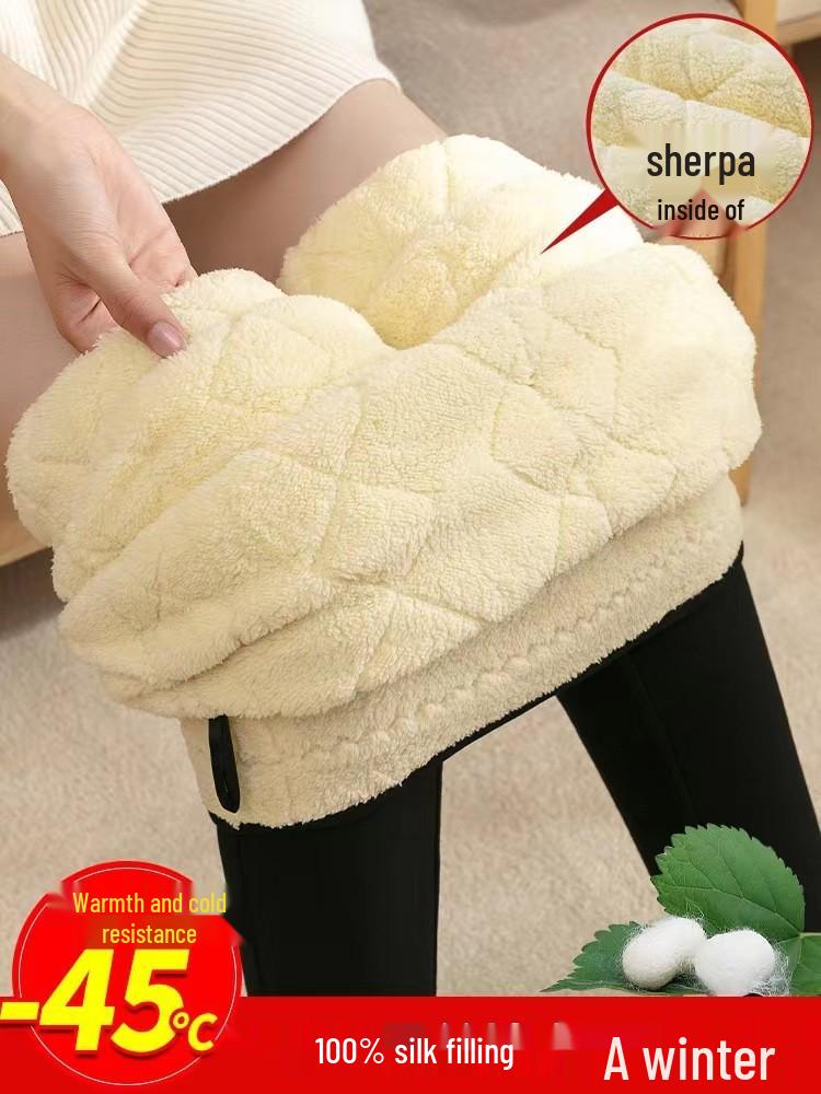 

Women s High Waist Lambswool Silk Cotton Winter Leggings - Super Thick, Warm, Plus Size with Pockets 4XL [155-171 lbs]