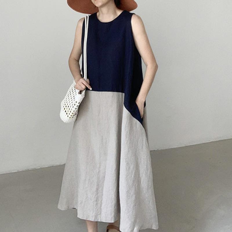 

Длинное платье без рукавов с юбкой-жилетом S синий