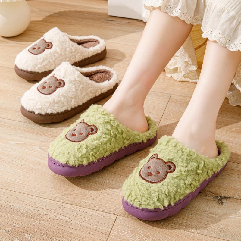 Cotton slippers female couple thickened autumn and winter indoor home home home non-slip warm confinement wool cotton shoes men