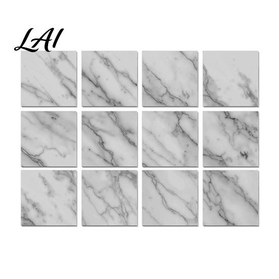 Heat Resistant Kitchen Backsplash Tiles 12PCS Imitation Marble Pattern Wall Stickers Self-Adhesive Waterproof EVA Scratch Decor for Home Tiles,