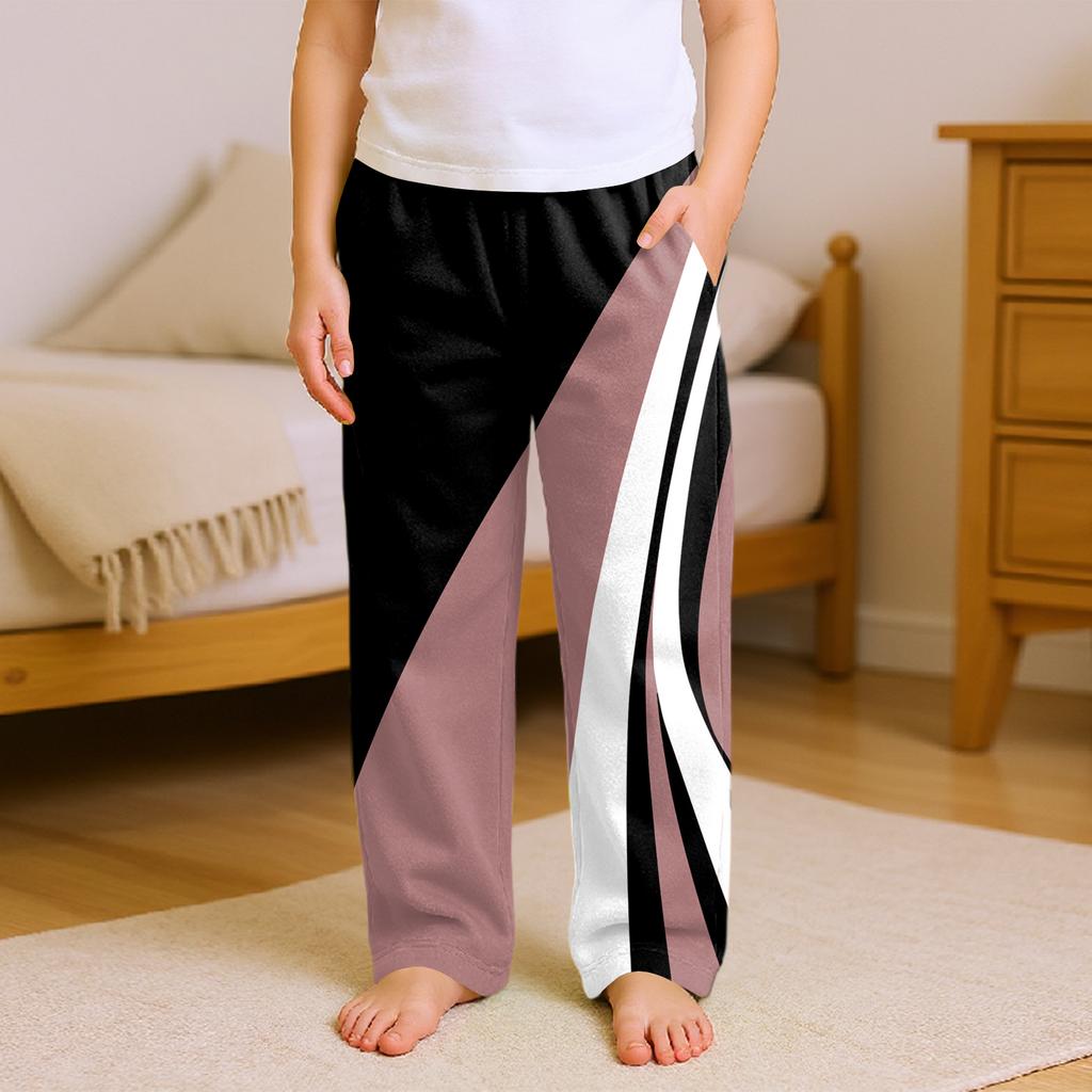 Fashionable Children's Versatile Geometric Print Pocket Casual Pants