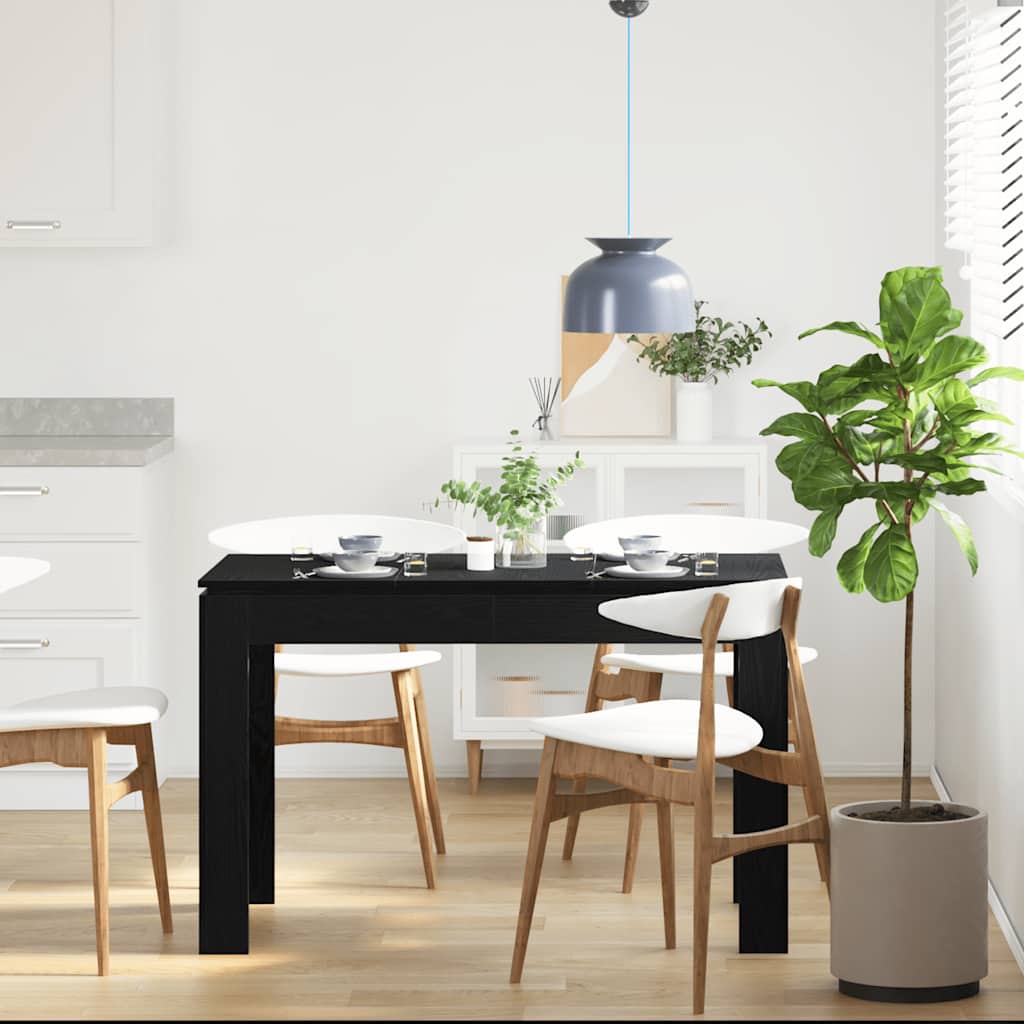 Dining Table Black Oak 120 x 60 x 76 cm Engineered Wood