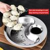 1 st rostfritt stål dumplingtallrik förtjockad och dränerad Ångad dumplingtallrik med dippsåsbricka flerfunktionell vegeta