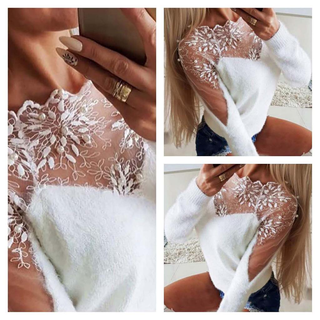 Women's  Embroidered Sweater  And Winter Knit Loose Casual Wild Top Coat