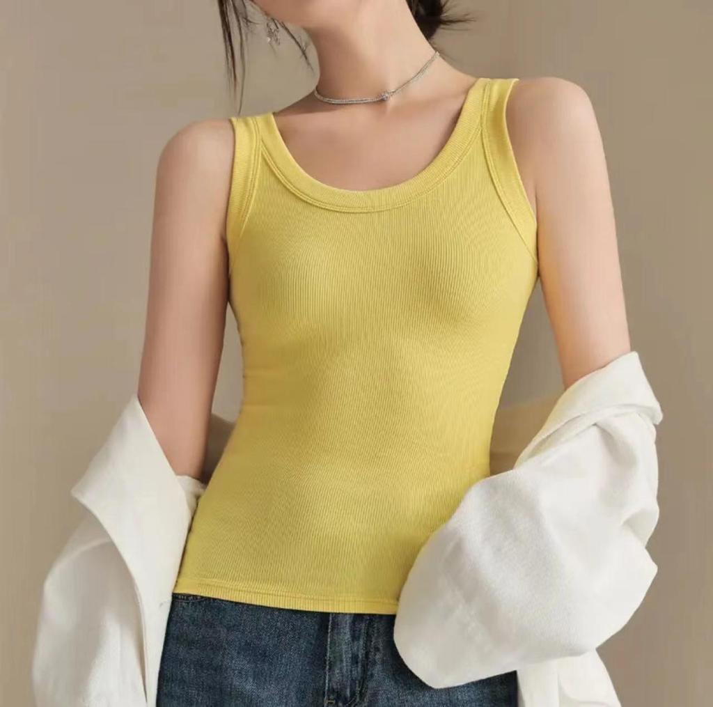 Women's Slim Fit Threaded Vest - Spring & Summer Solid Color Tank Top for Sports or Casual Wear