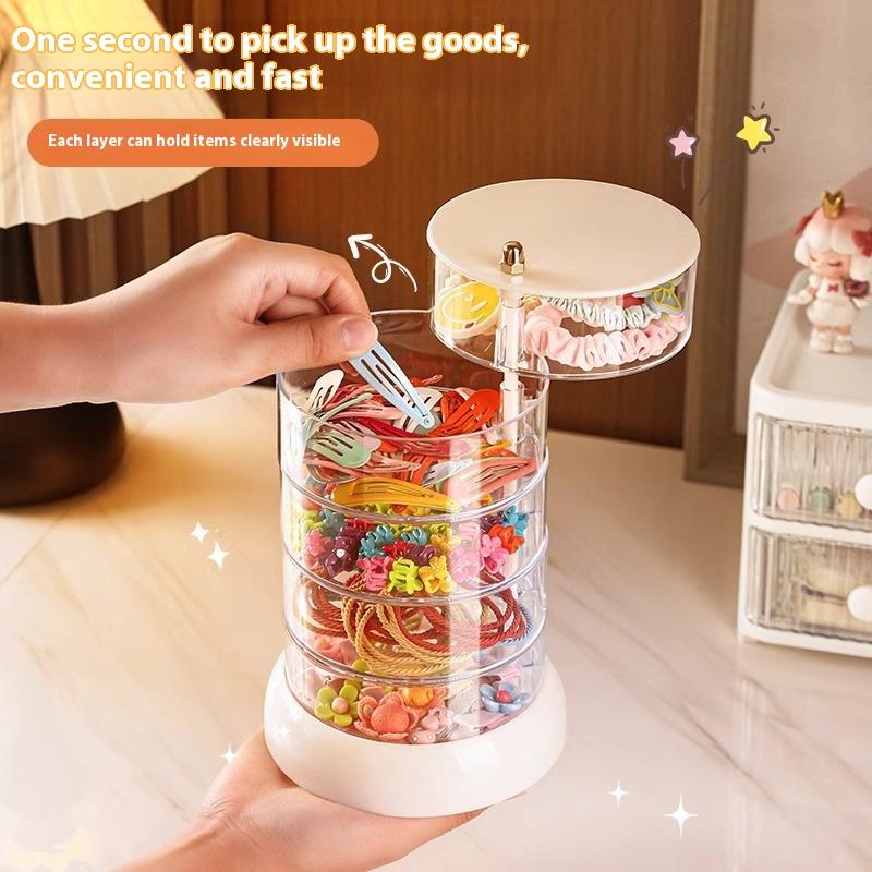 3/4/5-Layer Rotating Jewelry Organizer - Plastic Multi-Tier Storage Box, Transparent Hair Ring Display For Dressing Table