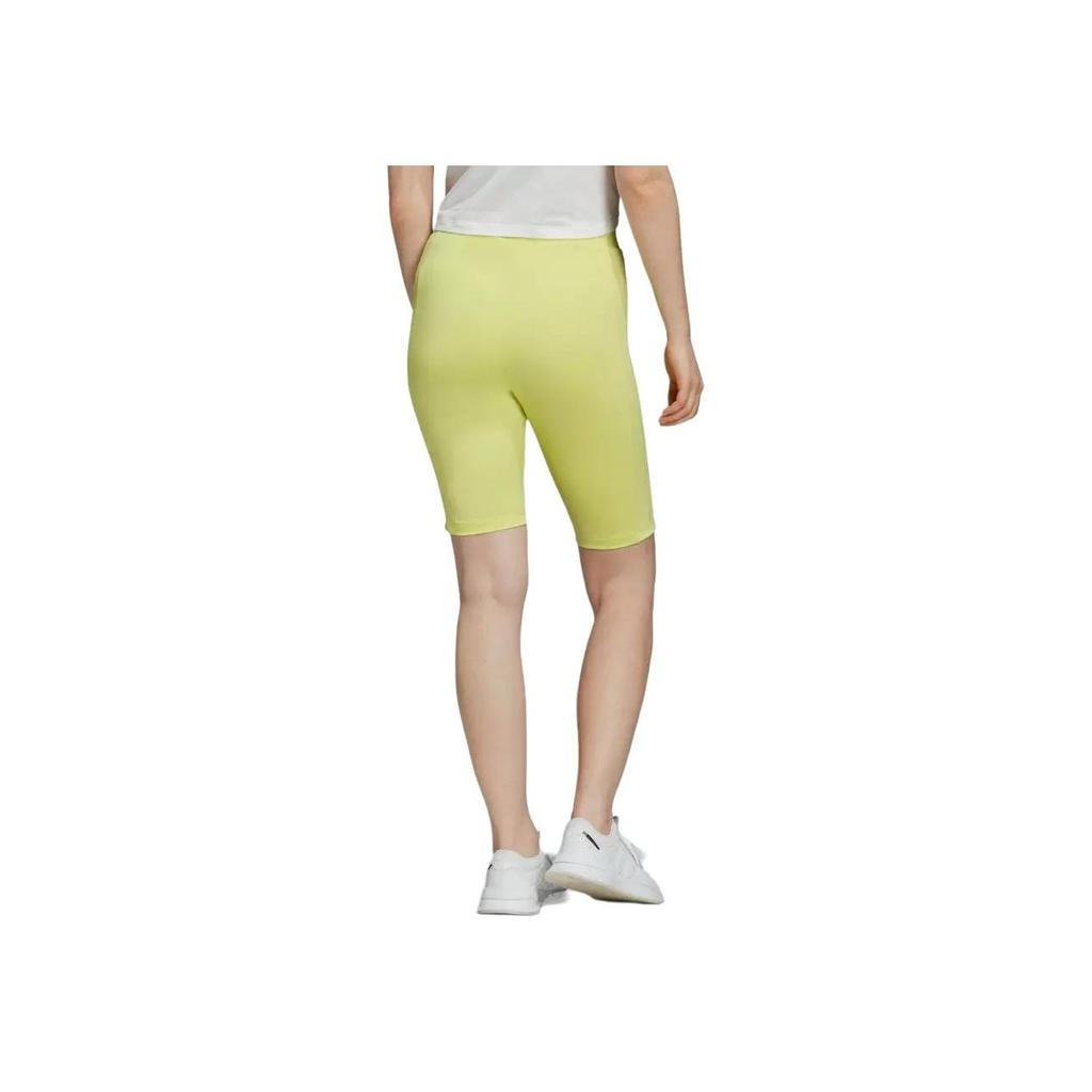 Adidas Originals Cycling Shorts Slim Fit Solid Color Mid Rise Straight Leg Sports Shorts Women Shorts Yellow FR0554