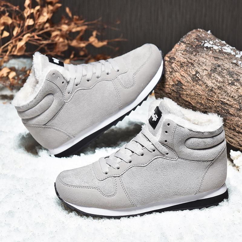 Scarpe invernali da coppia in cotone caldo da uomo, stivali da neve alti leggeri, taglia 48, stivaletti caldi antiscivolo, scarpe da esterno