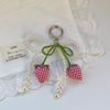 New Pearl Bowknot Strawberry Bow Keychain DIY Jewelry Style Pearl Bow Bag Accessories Mobile Phone Pendant Mobile Phone Chain